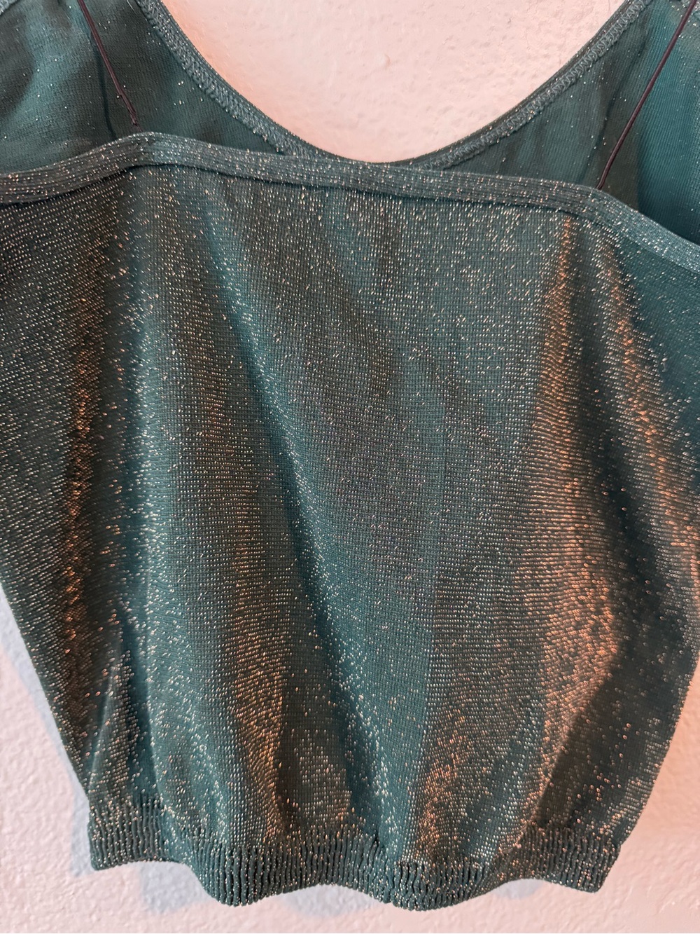 Free People Skinny Strap Seamless Brami Cropped Tank Top Green Blue Metallic - Picture 5 of 6